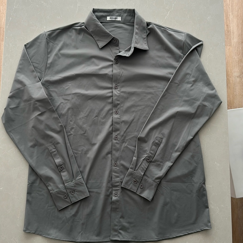 COOFANDY Grey Button-Up Long sleeve!